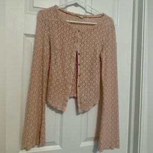 KIMCHI BLUE Pink Textured Knit Cardigan Urban Outfitters Size S